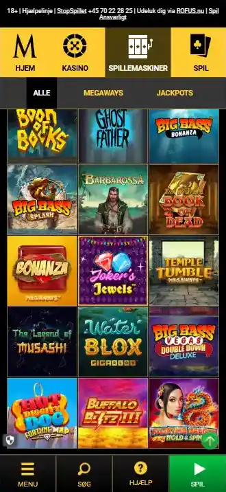 MegaCasino mobilweb vist på en smartphone